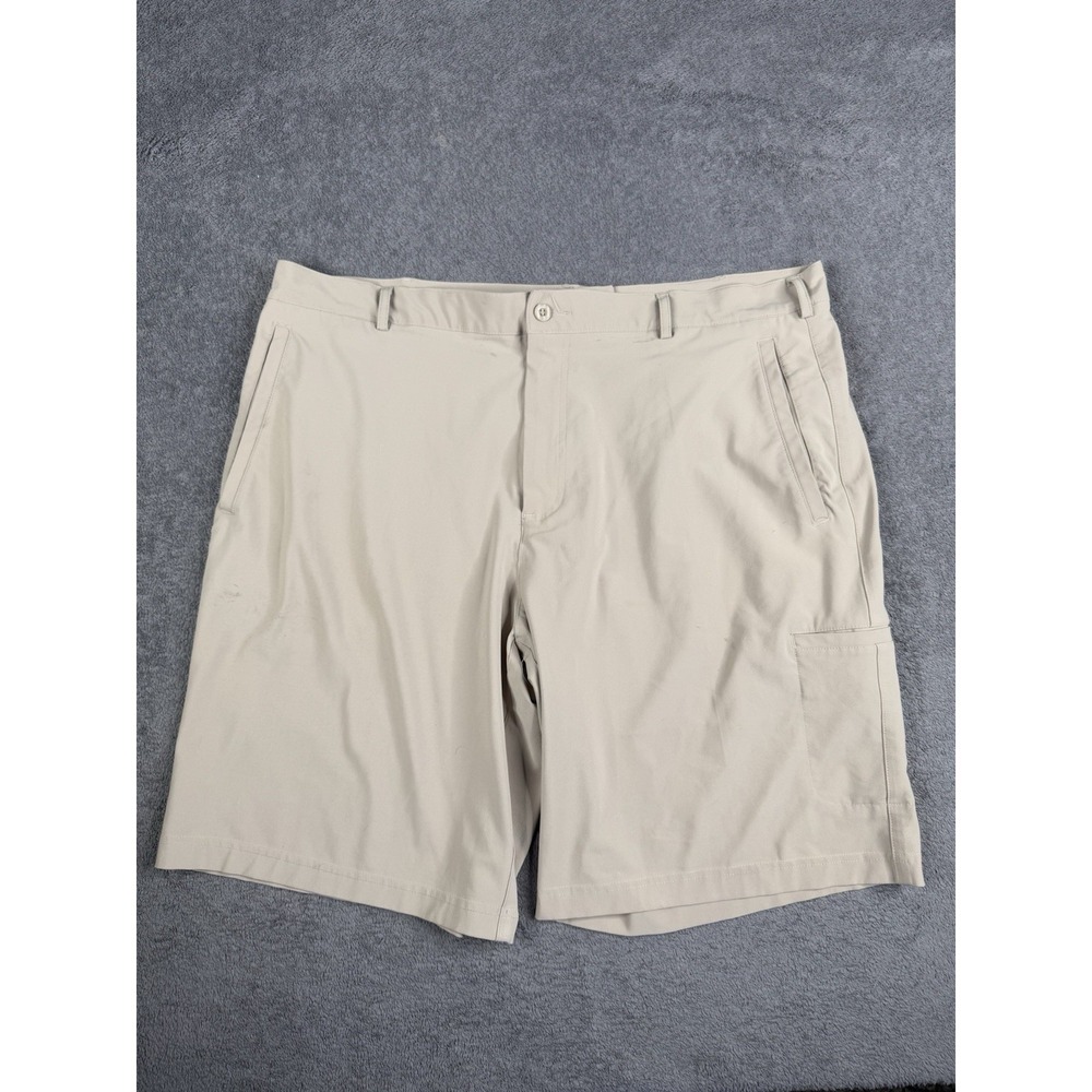 Nike Dri Fit Golf Shorts Mens 40 Tan Golf Flat Front Casual Pockets*
